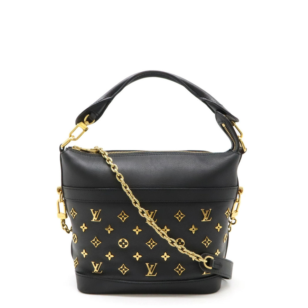 LOUIS VUITTON Cruiser One Handle Bag Shoulder Chain Strap Leather Black